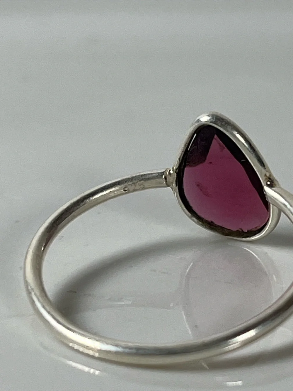 Solid Sterling Silver 925 Ruby Corundum Gemstone Flat Stacker Ring Size 7